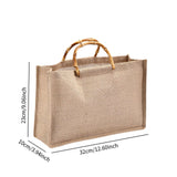 Maxbell Grocery Bag Trendy Bamboo Handle Bag for Travel Shopping Wedding Welcome Bag 32cmx10cmx23cm