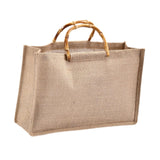 Maxbell Grocery Bag Trendy Bamboo Handle Bag for Travel Shopping Wedding Welcome Bag 32cmx10cmx23cm