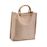 Maxbell Grocery Bag Trendy Bamboo Handle Bag for Travel Shopping Wedding Welcome Bag 32cmx10cmx23cm