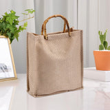 Maxbell Grocery Bag Trendy Bamboo Handle Bag for Travel Shopping Wedding Welcome Bag 32cmx10cmx23cm