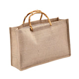 Maxbell Grocery Bag Trendy Bamboo Handle Bag for Travel Shopping Wedding Welcome Bag 32cmx10cmx23cm
