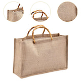 Maxbell Grocery Bag Trendy Bamboo Handle Bag for Travel Shopping Wedding Welcome Bag 32cmx10cmx23cm
