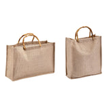 Maxbell Grocery Bag Trendy Bamboo Handle Bag for Travel Shopping Wedding Welcome Bag 32cmx10cmx23cm