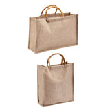 Maxbell Grocery Bag Trendy Bamboo Handle Bag for Travel Shopping Wedding Welcome Bag 32cmx10cmx23cm