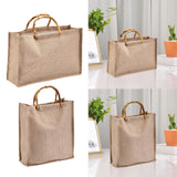 Maxbell Grocery Bag Trendy Bamboo Handle Bag for Travel Shopping Wedding Welcome Bag 32cmx10cmx23cm