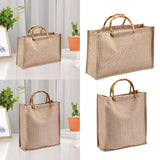 Maxbell Grocery Bag Trendy Bamboo Handle Bag for Travel Shopping Wedding Welcome Bag 32cmx10cmx23cm