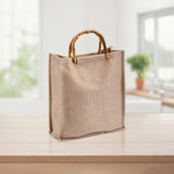 Maxbell Grocery Bag Trendy Bamboo Handle Bag for Travel Shopping Wedding Welcome Bag 25cmx95cmx38cm