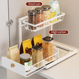 Maxbell 2 Tiers Under Sink Storage Rack Iron Cabinet Inside Pull Out for Dorm Office White