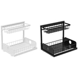 Maxbell 2 Tiers Under Sink Storage Rack Iron Cabinet Inside Pull Out for Dorm Office White