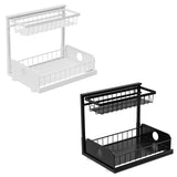 Maxbell 2 Tiers Under Sink Storage Rack Iron Cabinet Inside Pull Out for Dorm Office White