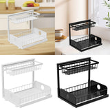 Maxbell 2 Tiers Under Sink Storage Rack Iron Cabinet Inside Pull Out for Dorm Office White