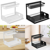 Maxbell 2 Tiers Under Sink Storage Rack Iron Cabinet Inside Pull Out for Dorm Office White