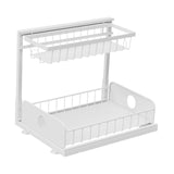 Maxbell 2 Tiers Under Sink Storage Rack Iron Cabinet Inside Pull Out for Dorm Office White
