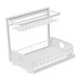 Maxbell 2 Tiers Under Sink Storage Rack Iron Cabinet Inside Pull Out for Dorm Office White