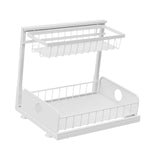 Maxbell 2 Tiers Under Sink Storage Rack Iron Cabinet Inside Pull Out for Dorm Office White