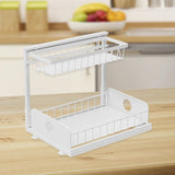 Maxbell 2 Tiers Under Sink Storage Rack Iron Cabinet Inside Pull Out for Dorm Office White