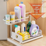 Maxbell 2 Tiers Under Sink Storage Rack Iron Cabinet Inside Pull Out for Dorm Office White