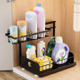 Maxbell 2 Tiers Under Sink Storage Rack Iron Cabinet Inside Pull Out for Dorm Office Black