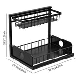 Maxbell 2 Tiers Under Sink Storage Rack Iron Cabinet Inside Pull Out for Dorm Office Black