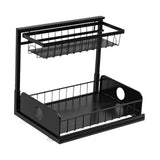 Maxbell 2 Tiers Under Sink Storage Rack Iron Cabinet Inside Pull Out for Dorm Office Black