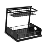 Maxbell 2 Tiers Under Sink Storage Rack Iron Cabinet Inside Pull Out for Dorm Office Black