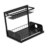Maxbell 2 Tiers Under Sink Storage Rack Iron Cabinet Inside Pull Out for Dorm Office Black