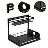 Maxbell 2 Tiers Under Sink Storage Rack Iron Cabinet Inside Pull Out for Dorm Office Black