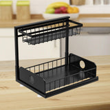 Maxbell 2 Tiers Under Sink Storage Rack Iron Cabinet Inside Pull Out for Dorm Office Black
