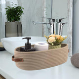 Maxbell Cotton Rope Woven Basket Bathroom Organizer Bin for Living Room Home Cabinet Khaki