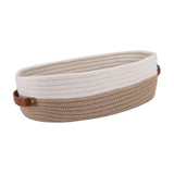 Maxbell Cotton Rope Woven Basket Bathroom Organizer Bin for Living Room Home Cabinet Khaki and White