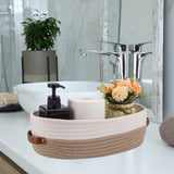 Maxbell Cotton Rope Woven Basket Bathroom Organizer Bin for Living Room Home Cabinet Khaki and White