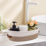 Maxbell Cotton Rope Woven Basket Bathroom Organizer Bin for Living Room Home Cabinet Khaki and White