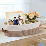 Maxbell Cotton Rope Woven Basket Bathroom Organizer Bin for Living Room Home Cabinet Khaki and White