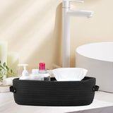 Maxbell Cotton Rope Woven Basket Bathroom Organizer Bin for Living Room Home Cabinet Black