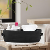 Maxbell Cotton Rope Woven Basket Bathroom Organizer Bin for Living Room Home Cabinet Black