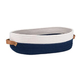 Maxbell Cotton Rope Woven Basket Bathroom Organizer Bin for Living Room Home Cabinet Blue and White