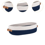 Maxbell Cotton Rope Woven Basket Bathroom Organizer Bin for Living Room Home Cabinet Blue and White