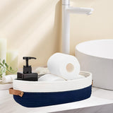 Maxbell Cotton Rope Woven Basket Bathroom Organizer Bin for Living Room Home Cabinet Blue and White