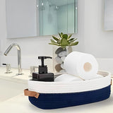 Maxbell Cotton Rope Woven Basket Bathroom Organizer Bin for Living Room Home Cabinet Blue and White