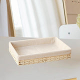 Maxbell Woven Basket Modern Rectangular Organizer Bin for Fruits Appetizer Breakfast Beige L