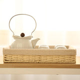 Maxbell Woven Basket Modern Rectangular Organizer Bin for Fruits Appetizer Breakfast Beige L