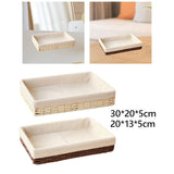 Maxbell Woven Basket Modern Rectangular Organizer Bin for Fruits Appetizer Breakfast Beige L