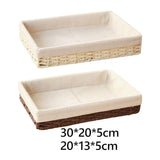 Maxbell Woven Basket Modern Rectangular Organizer Bin for Fruits Appetizer Breakfast Beige L