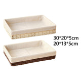 Maxbell Woven Basket Modern Rectangular Organizer Bin for Fruits Appetizer Breakfast Beige L