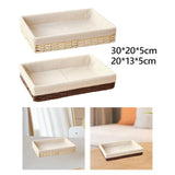 Maxbell Woven Basket Modern Rectangular Organizer Bin for Fruits Appetizer Breakfast Beige L