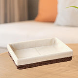 Maxbell Woven Basket Modern Rectangular Organizer Bin for Fruits Appetizer Breakfast coffee L