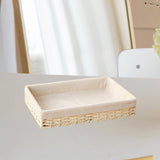 Maxbell Woven Basket Modern Rectangular Organizer Bin for Fruits Appetizer Breakfast Beige S