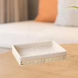 Maxbell Woven Basket Modern Rectangular Organizer Bin for Fruits Appetizer Breakfast Beige S
