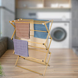 Maxbell Clothes Drying Rack Foldable x Shaped Bamboo for Indoor Outdoor Balcony Yard