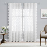 Maxbell Transparent Lace Curtain Decor Privacy Elegant White for Bathroom Patio Yard 150 cmx250 cm